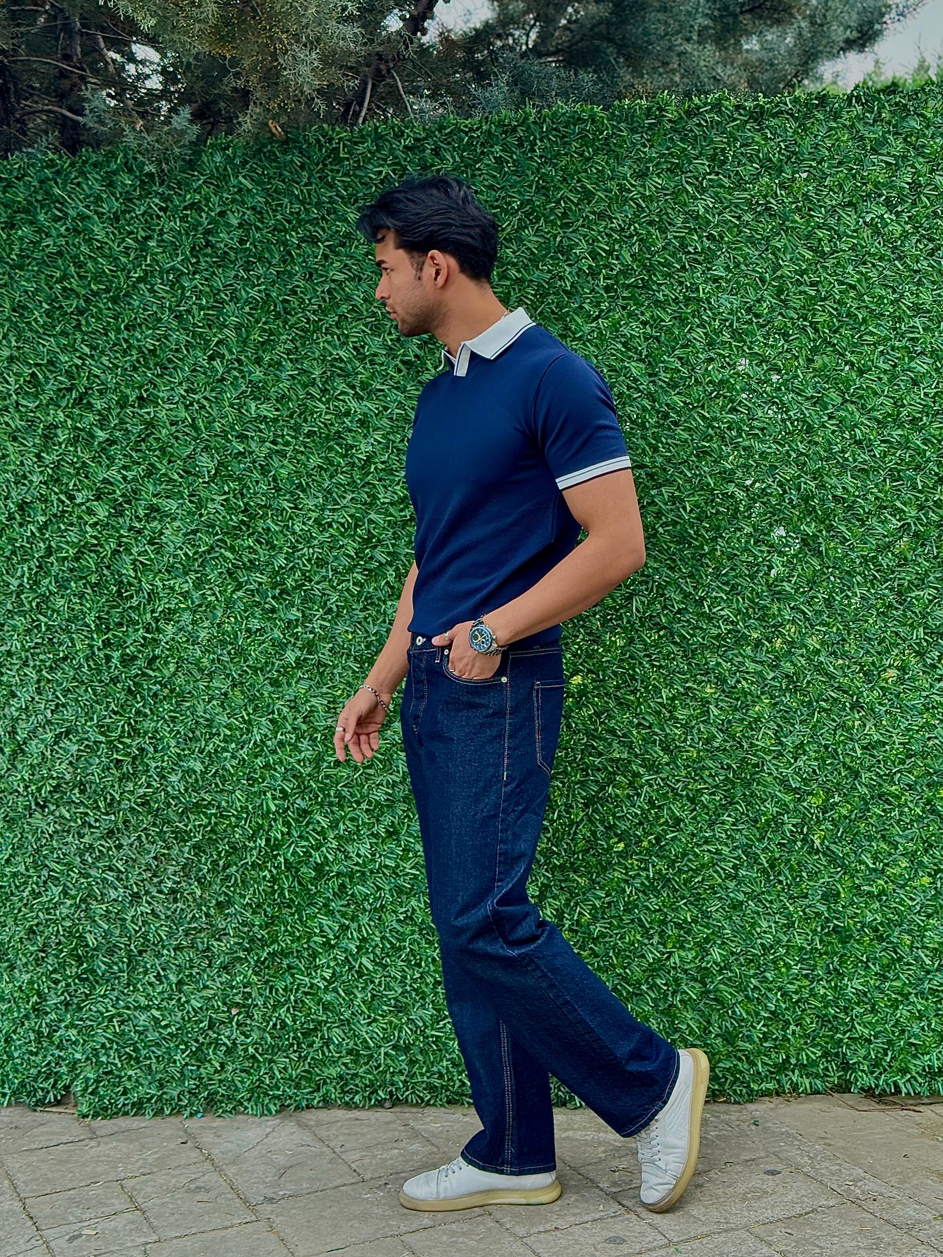 Raw Denim Esintili Loose-Fit Jean