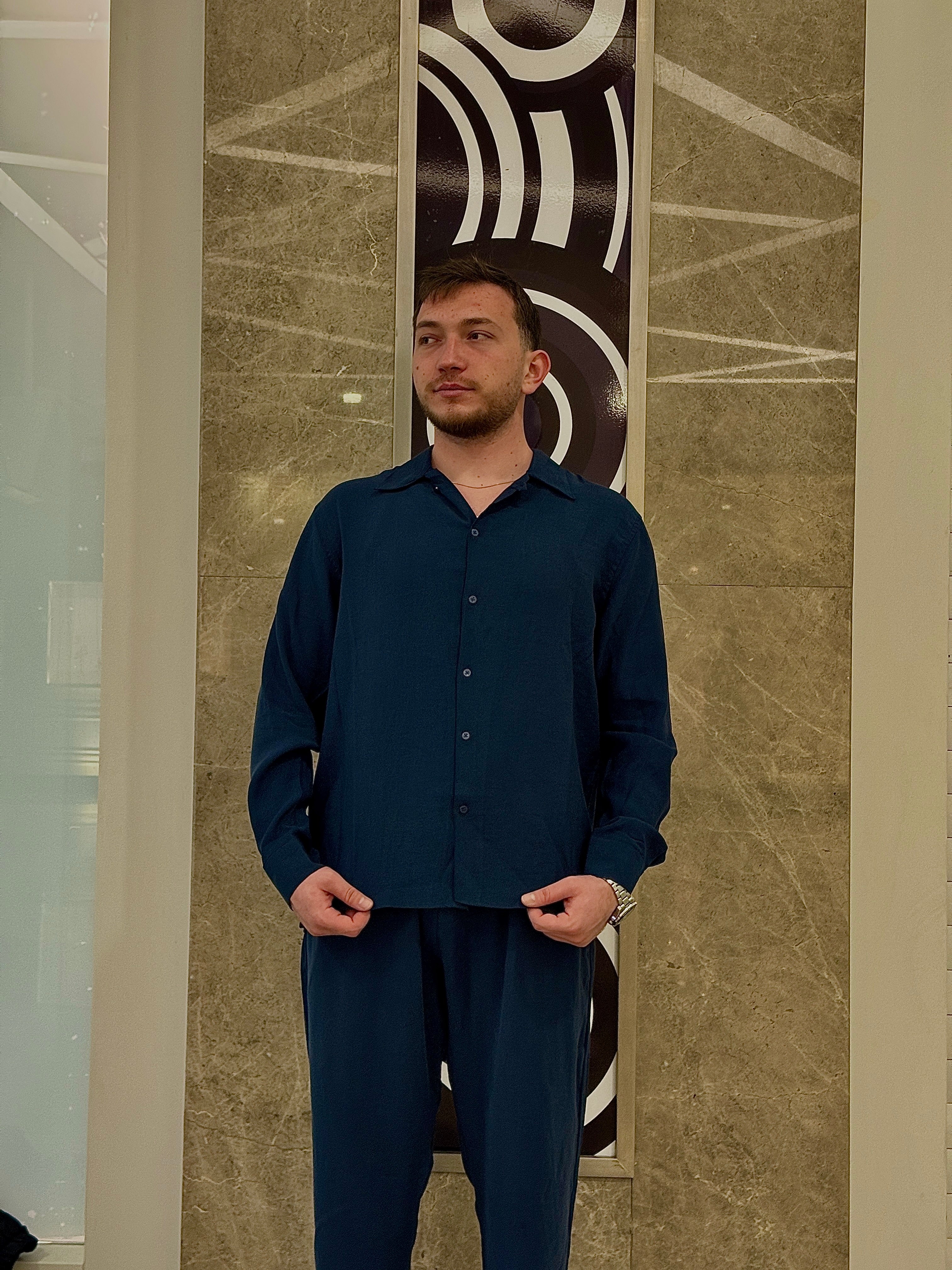 Premium Dokulu Relaxed Gömlek