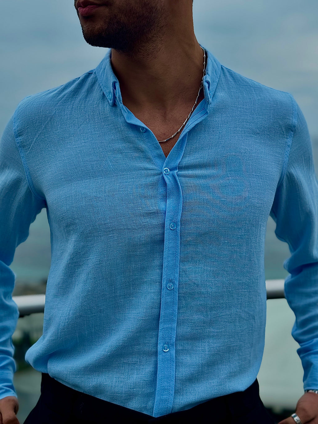 Nefes Alan Slim-Fit Keten Gömlek