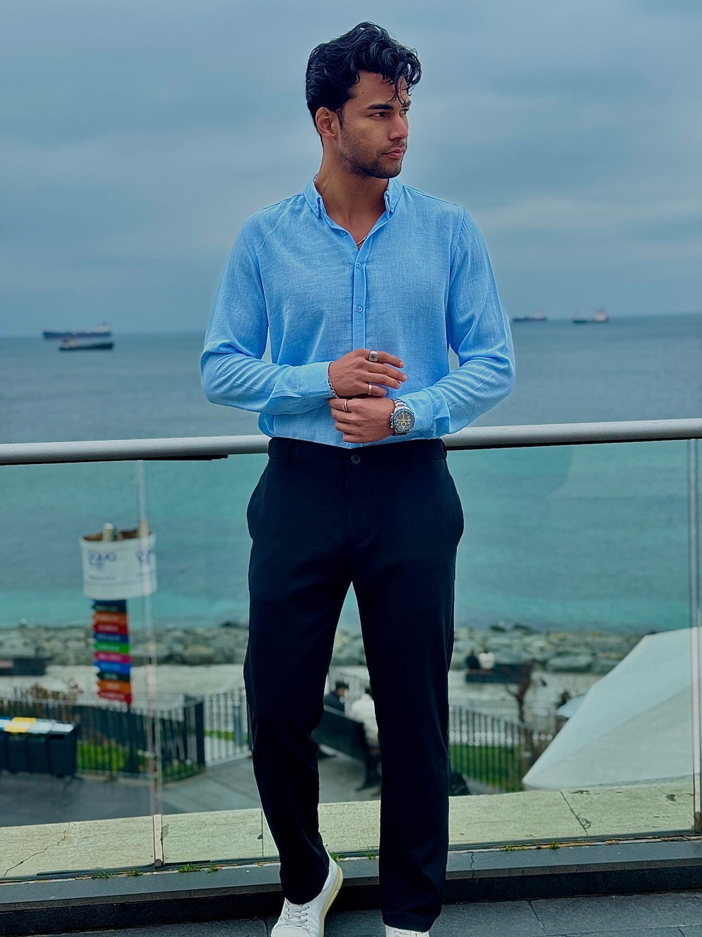 Nefes Alan Slim-Fit Keten Gömlek