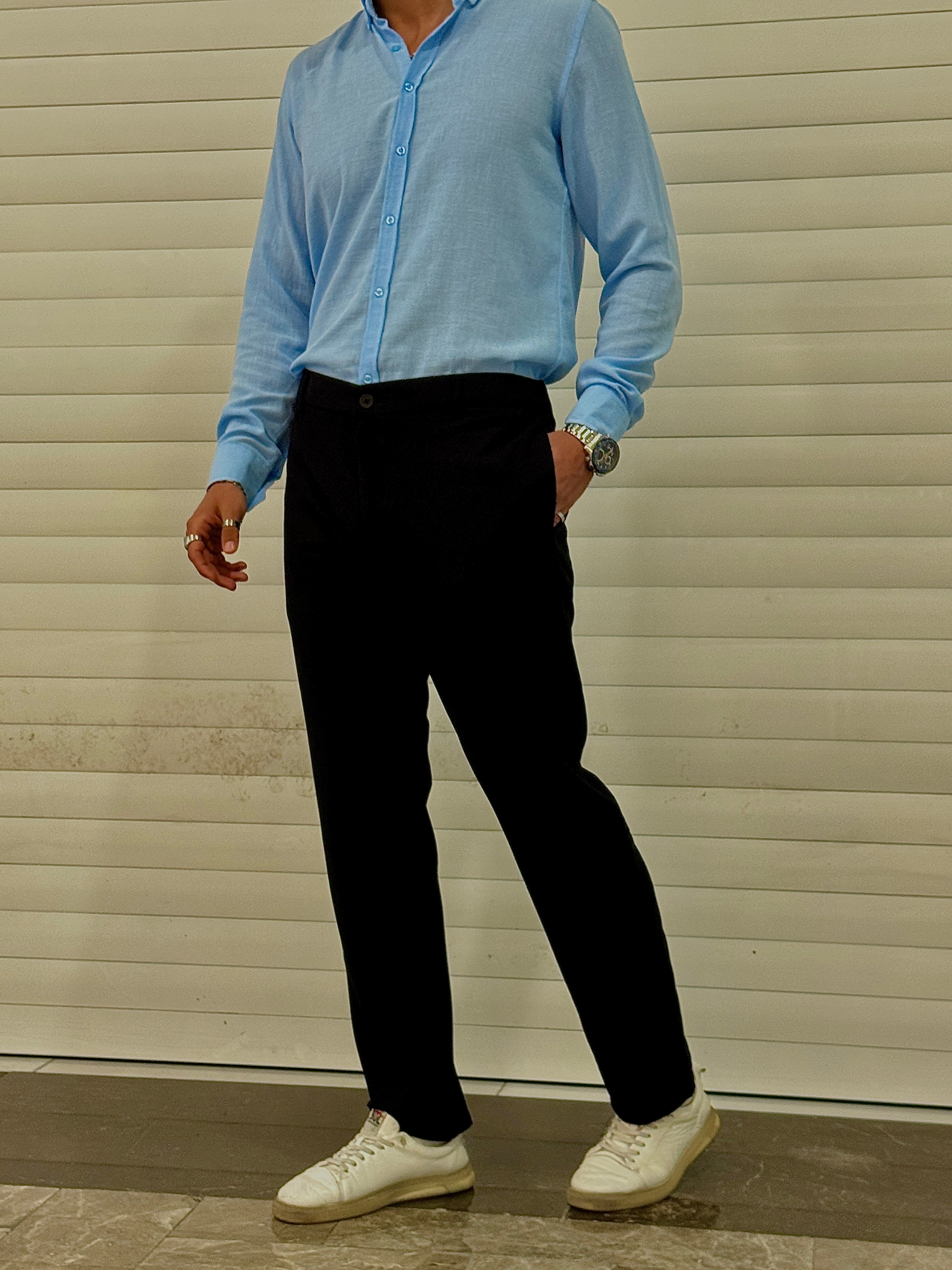 Nefes Alan Slim-Fit Keten Gömlek