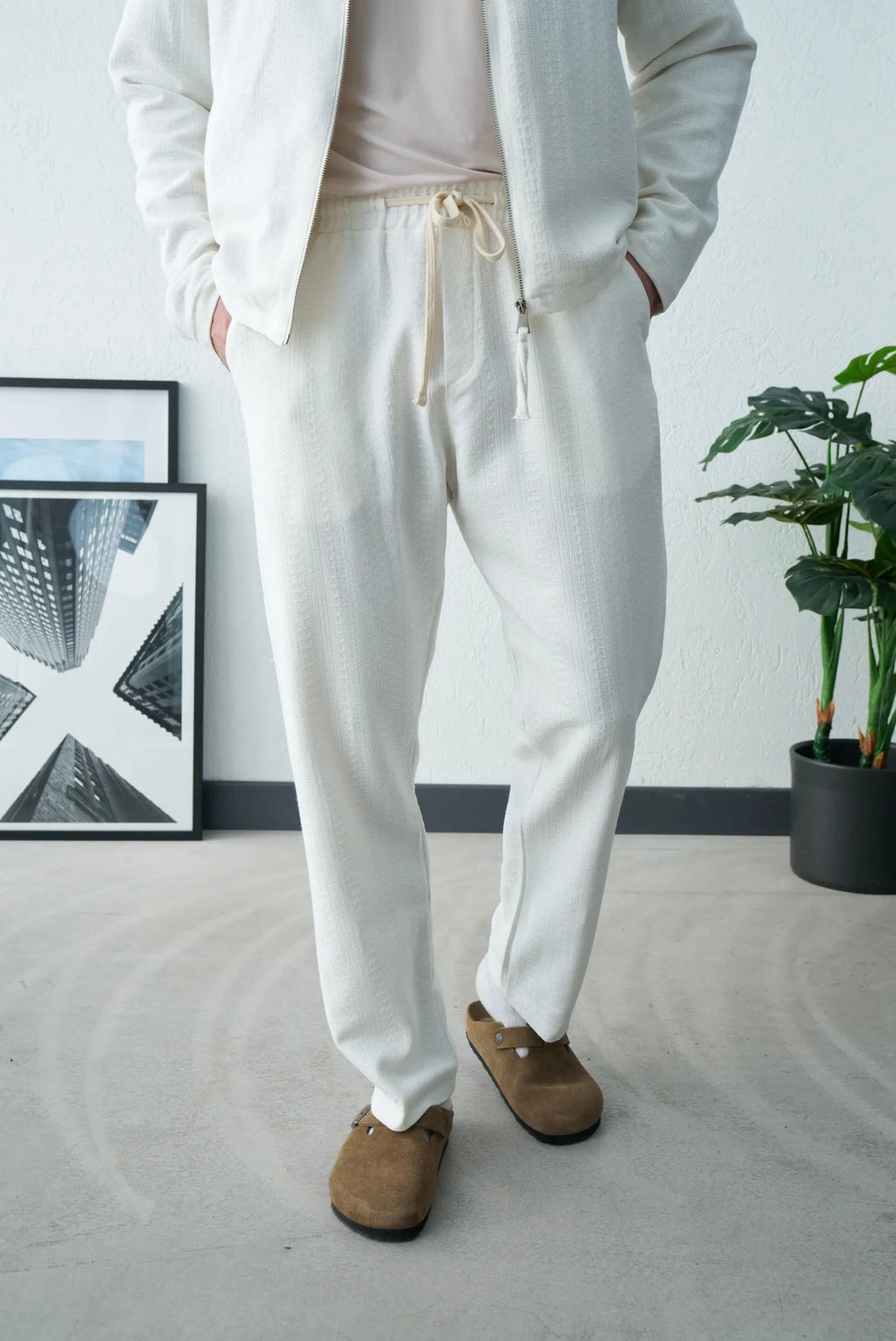 Dokulu Relaxed Fit Pantolon