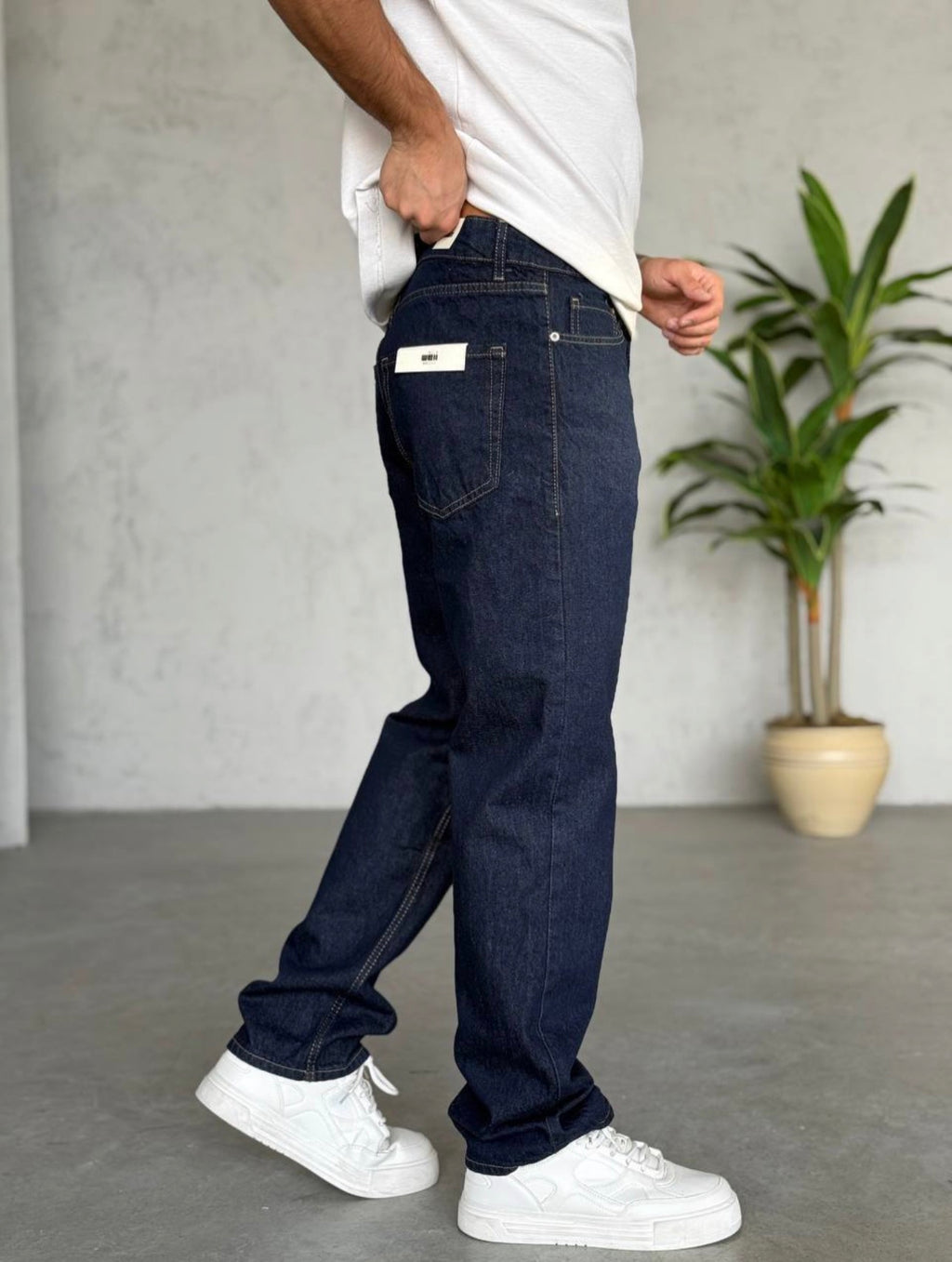 Raw Denim Esintili Loose-Fit Jean