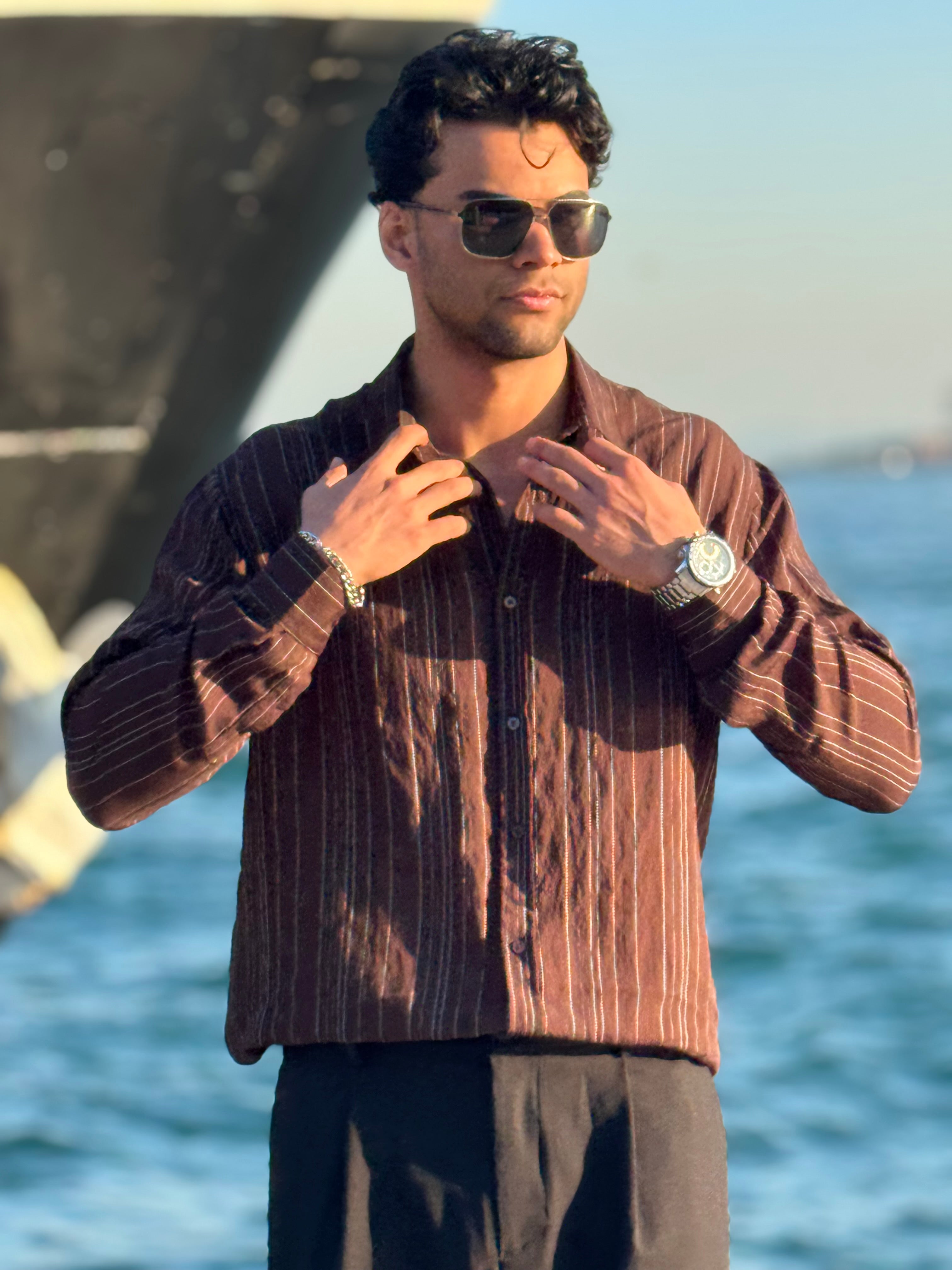 Dikey Dokulu "Flow" Gömlek